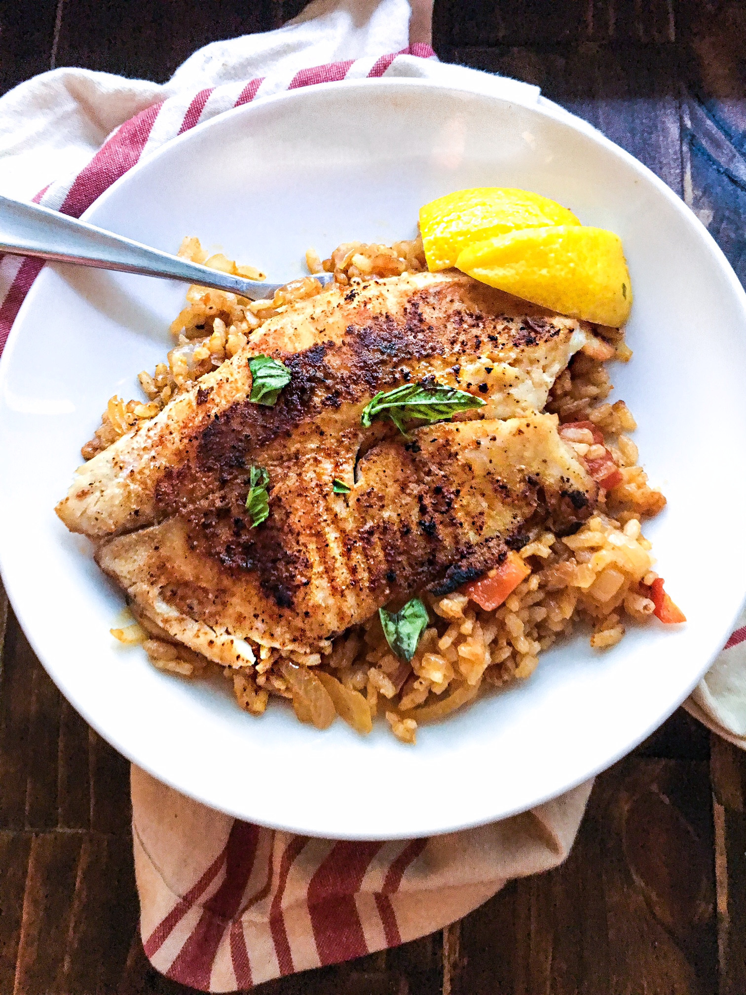 Rice Recipes For Fish
 Grilled Fish and Dirty Rice Kellie Rice Cakes