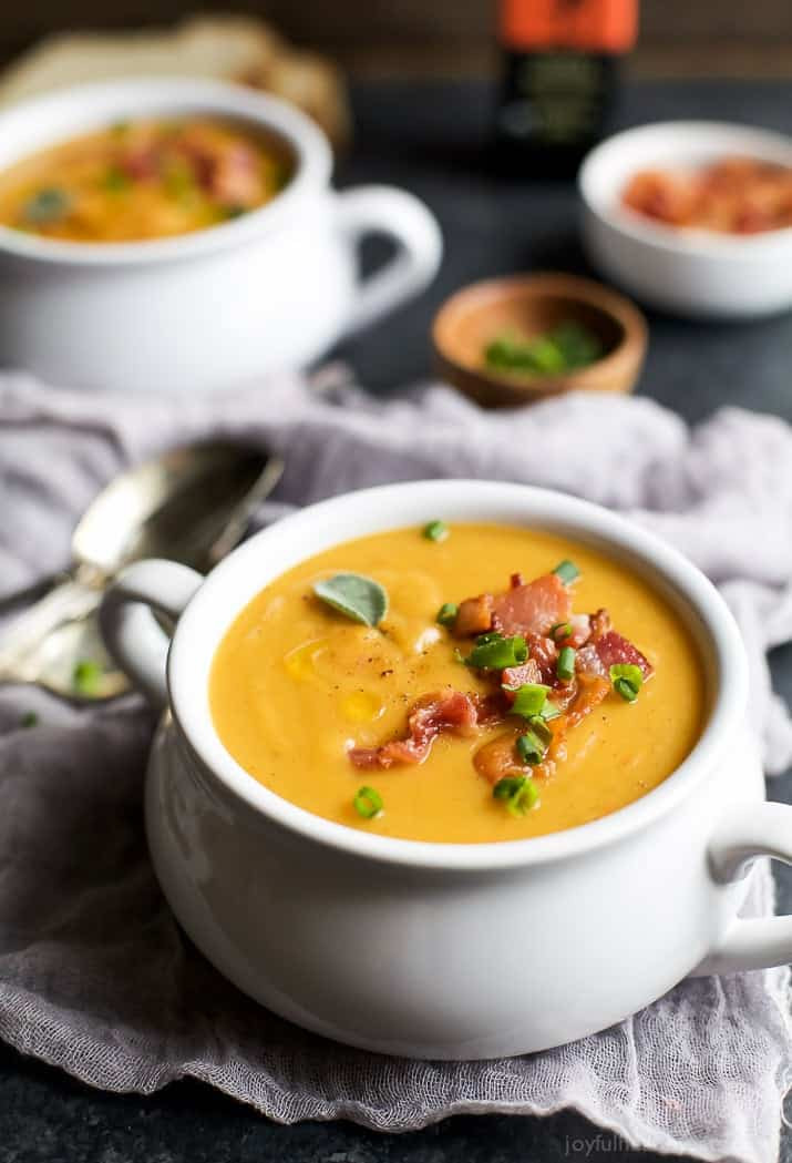 Roasted Butternut Squash Soup
 Creamy Bacon Roasted Butternut Squash Soup