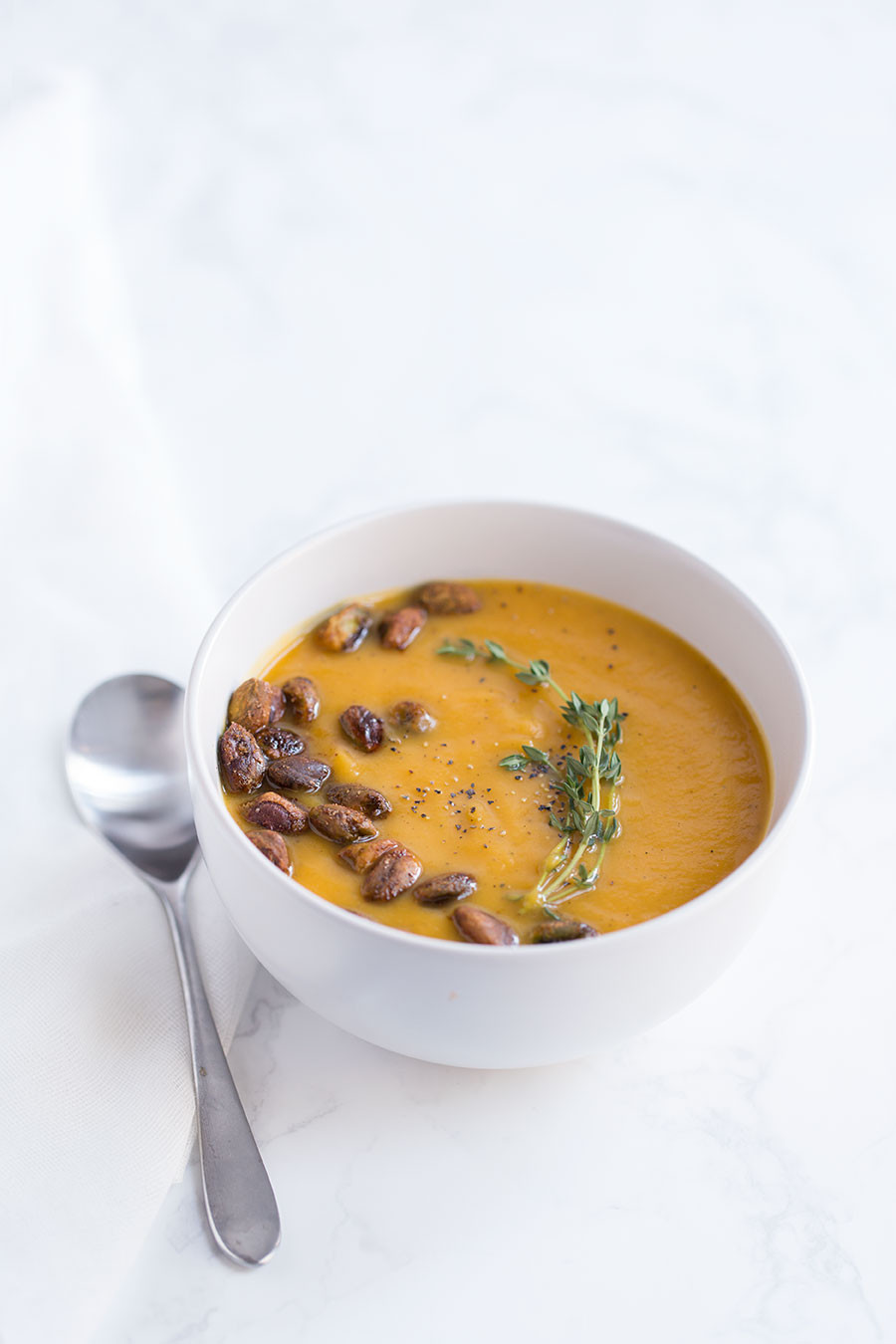 Roasted Butternut Squash Soup
 Roasted Butternut Squash Soup with Spiced Pistachios