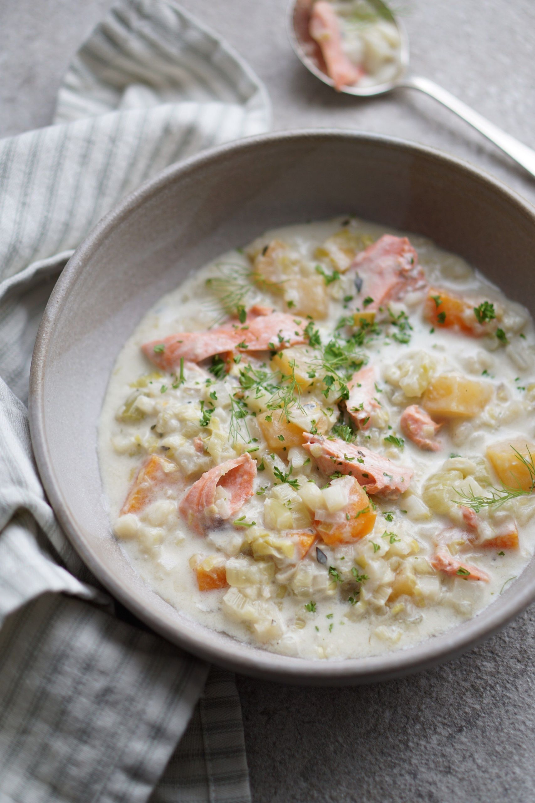 Salmon Chowder Paleo
 Hearty Salmon Chowder AIP GAPS SCD Paleo Low