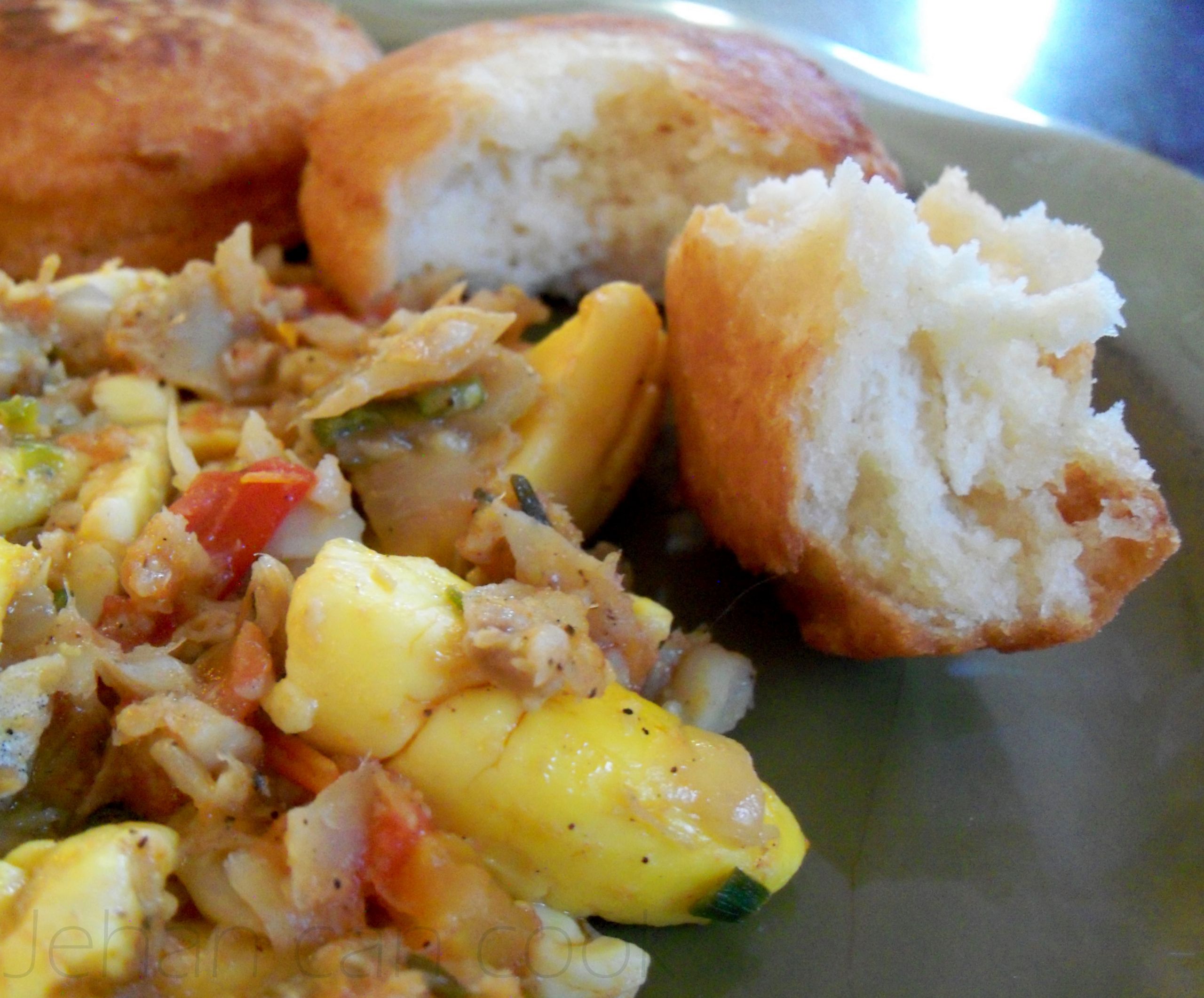 Saltfish And Dumplings
 Ackee and Saltfish with Fried Dumplings Jehan Can Cook