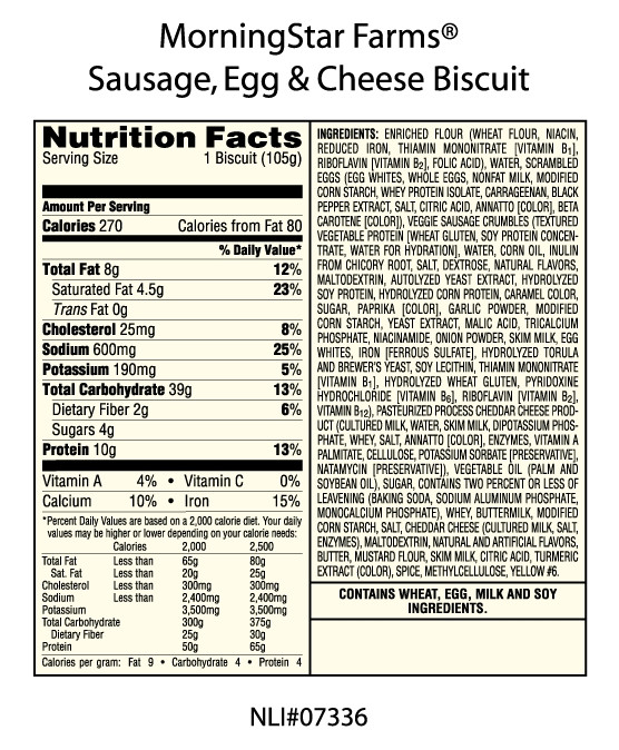 Sausage Egg And Cheese Biscuit Calories
 Fork Fantasy Morningstar Farms Sausage Egg and Cheese