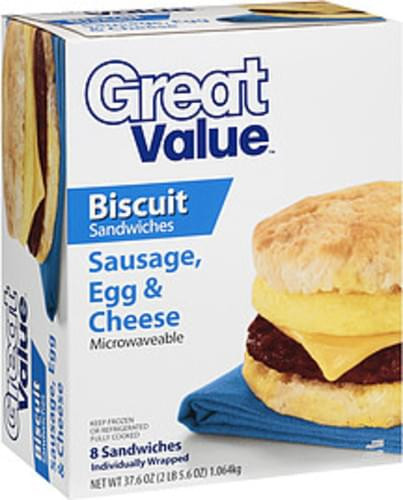 Sausage Egg And Cheese Biscuit Calories
 Great Value Sausage Egg & Cheese Biscuit Sandwiches 8