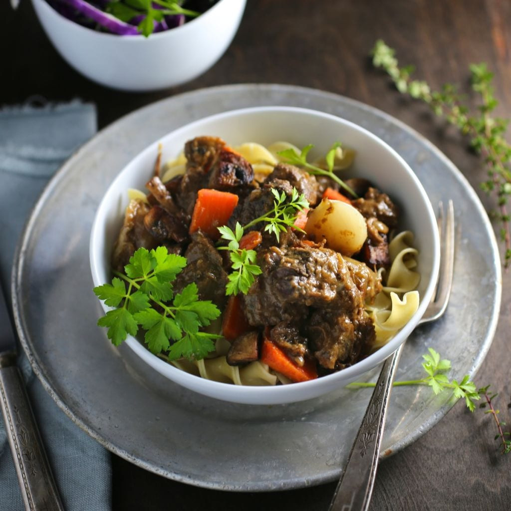 Savory Beef Stew
 Savory Beef Stew with Mustard and Brandy