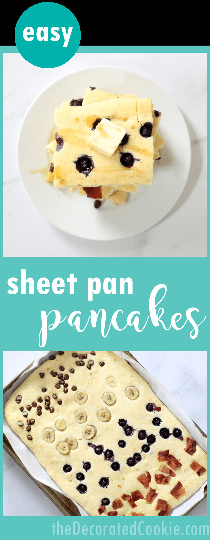 Sheet Pan Pancakes
 Easy breakfast idea Make sheet pan pancakes with toppings