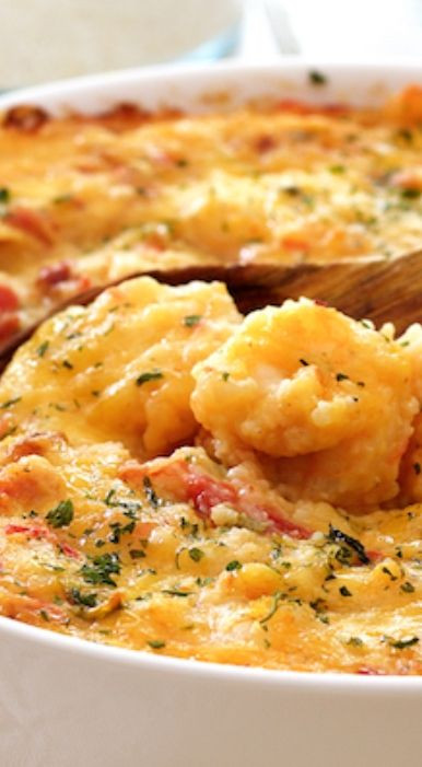 Shrimp And Grits Casserole
 Spicy Shrimp and Grits Casserole with Gouda Cheese