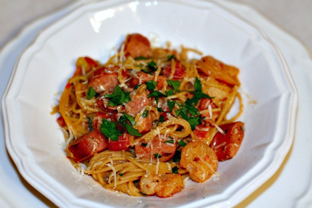 Shrimp And Sausage Pasta Red Sauce
 Recipes For Divine Living Shrimp and Sausage Pasta with