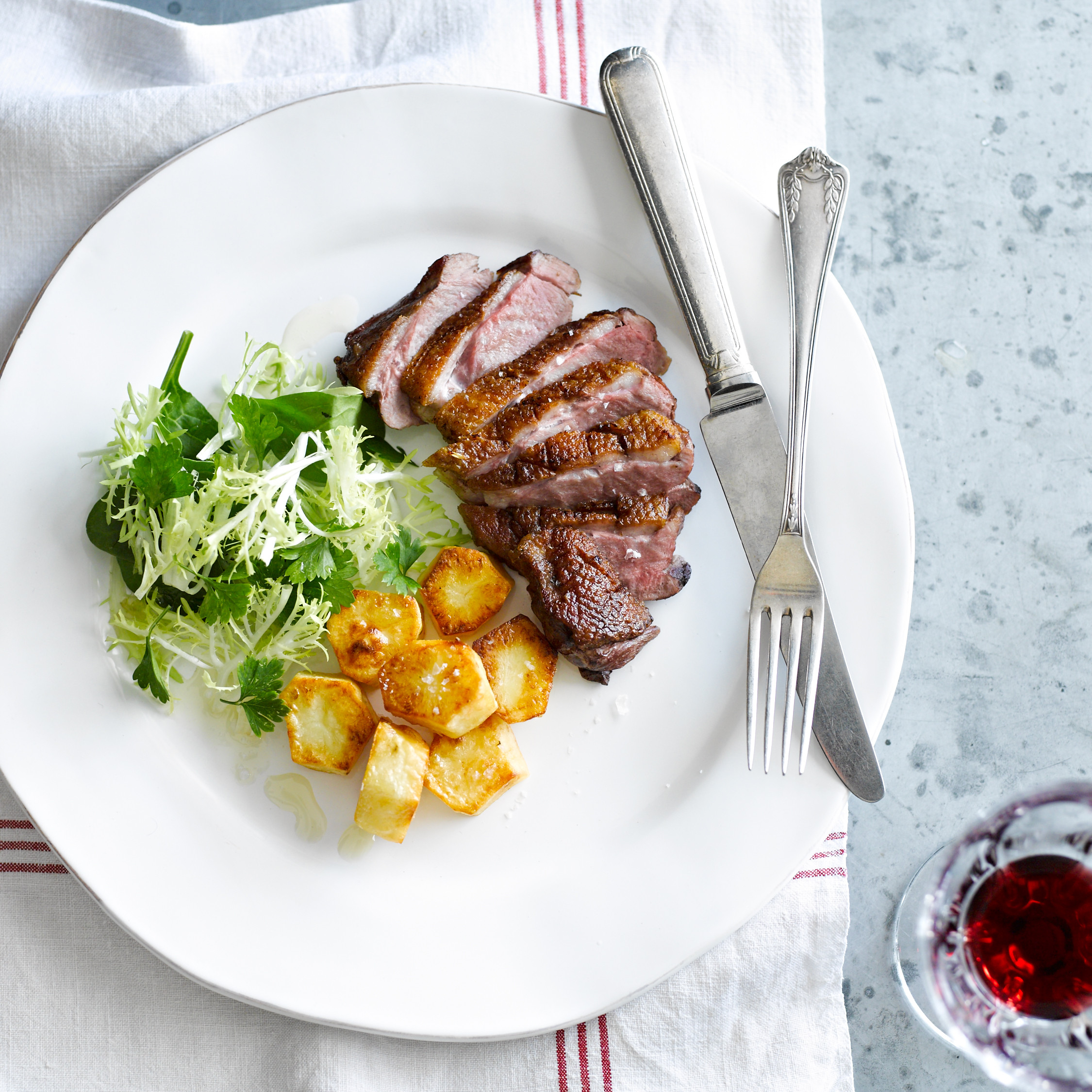 Side Dishes For Duck
 Duck Breasts with Crispy Potatoes and Frisée Salad Recipe
