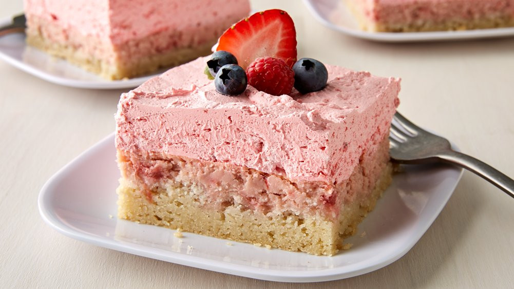 Simple Strawberry Desserts
 Easy Strawberry Cream Dessert Squares recipe from