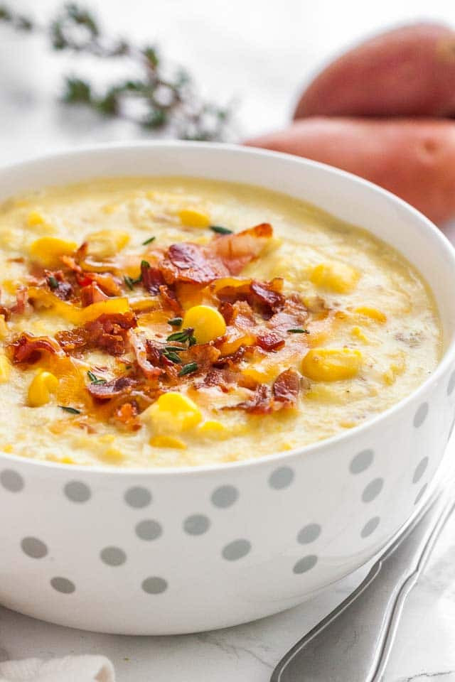 Slow Cooker Corn Chowder
 Slow Cooker Corn Chowder with Bacon