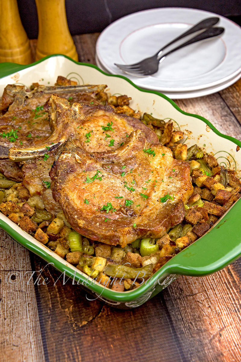 Slow Cooker Stuffed Pork Chops
 Roasted Pork Chops with Savoury Stuffing The Midnight Baker