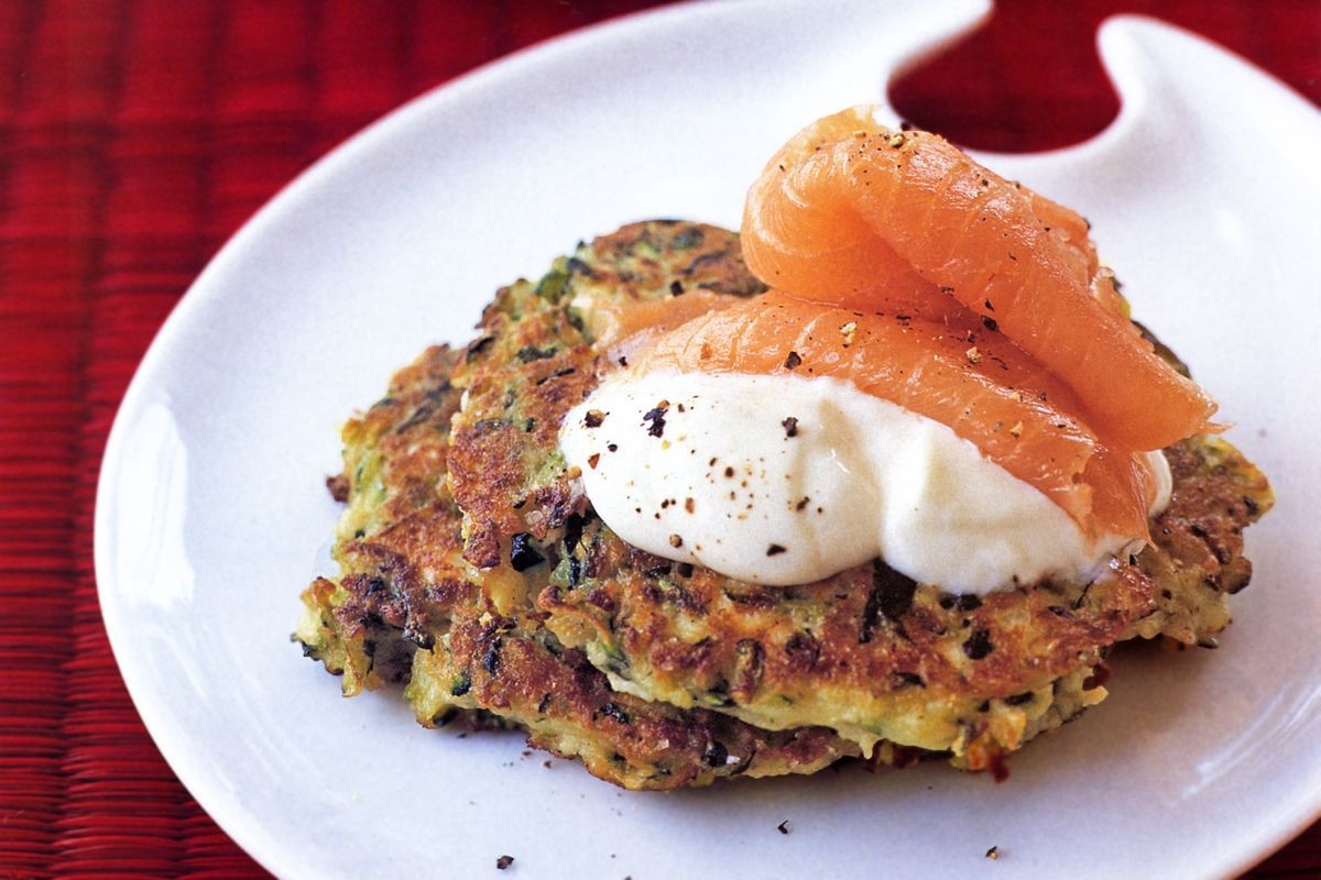 Smoked Salmon Dinner Recipe
 Zucchini fritters with sour cream and smoked salmon