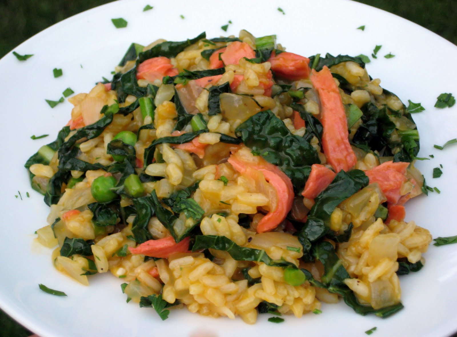 Smoked Salmon Risotto
 Cook Food Mostly Plants Smoked Salmon Risotto with Kale