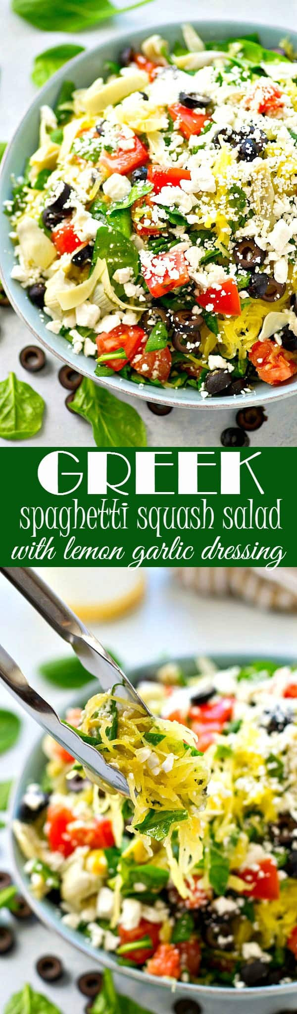 Spaghetti Squash Salad
 Greek Spaghetti Squash Salad with Lemon Garlic Dressing