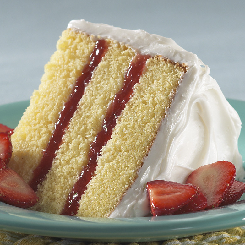 Strawberry Filling Cake
 Triple Layer Lemon Cake with Strawberry Filling