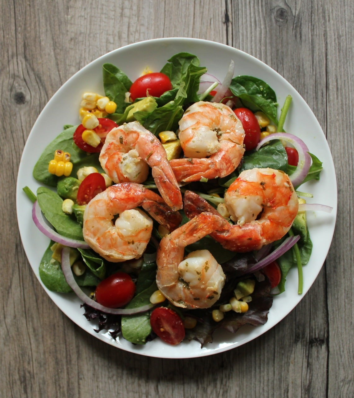 Summer Shrimp Salad
 Summer Salad with Avocado Corn and Grilled Herb Shrimp