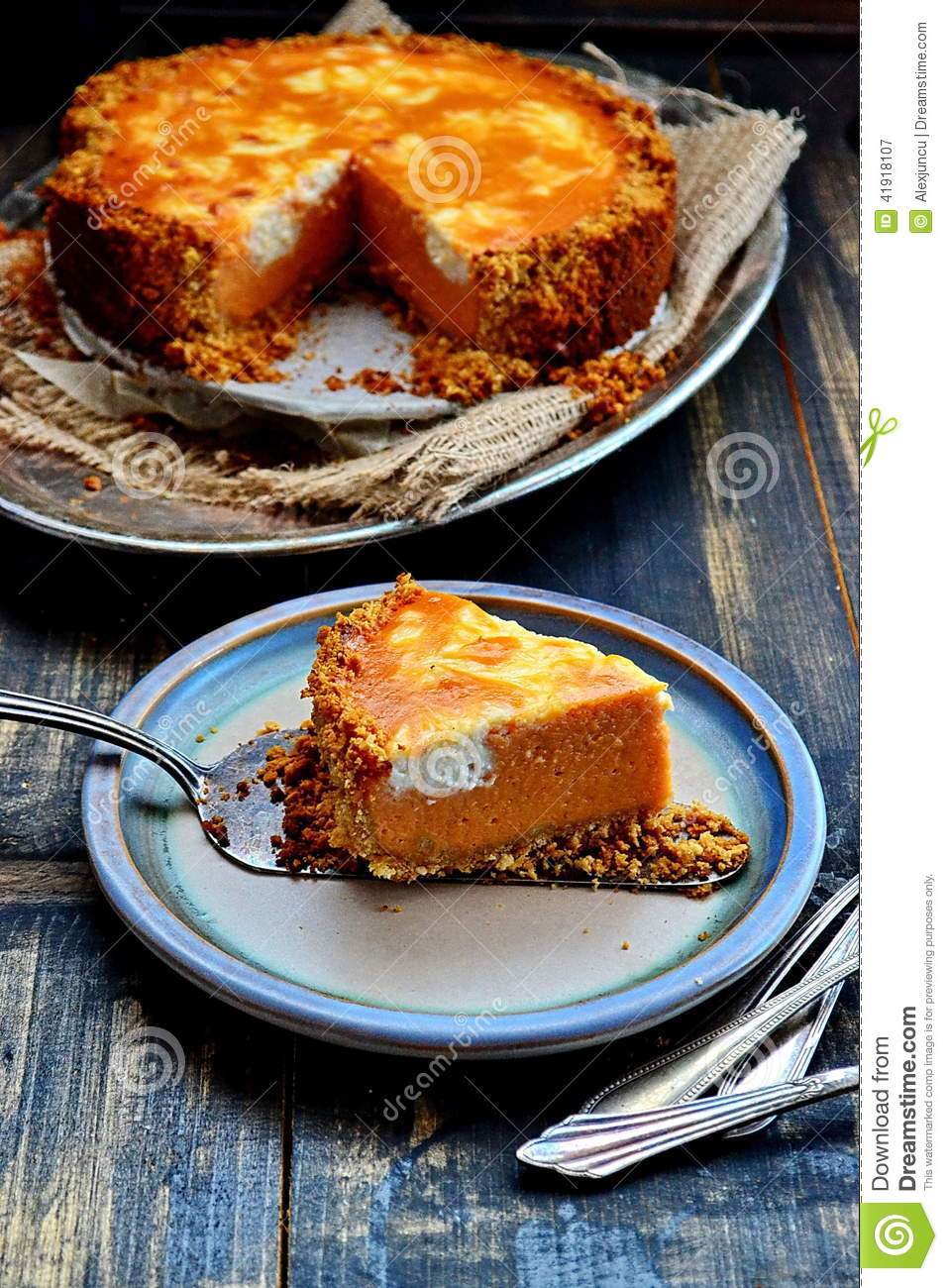 Sweet Potato Cream Cheese Pie
 Sweet Potato Pie With Cream Cheese Swirl Stock Image