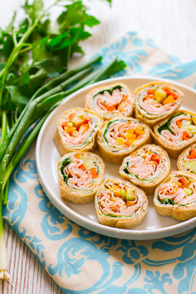 Tortilla Wraps Appetizer
 Tortilla Rolls with Turkey & Herb Cream Cheese Snack or
