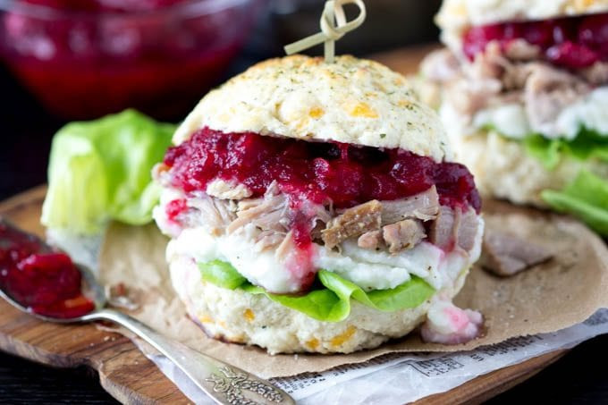 Turkey And Dressing Sandwiches
 "Stuffing " Biscuit Turkey Mashed Potato & Cranberry