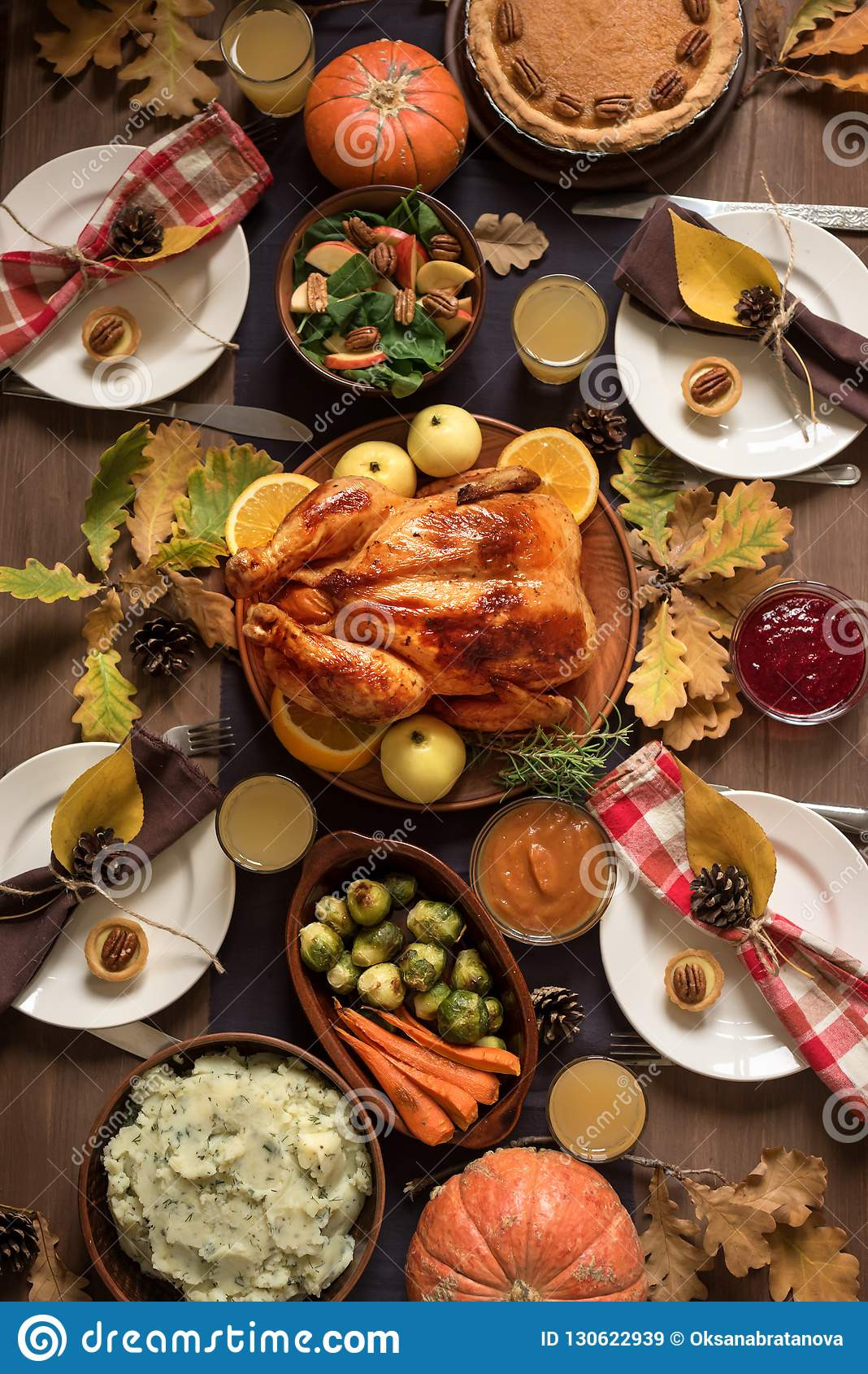 Turkey Dinner Sides
 Thanksgiving Turkey Dinner With All The Sides Stock Image