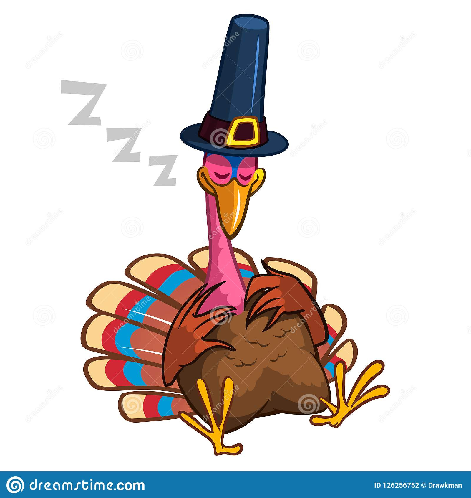 Turkey Thanksgiving Cartoon
 Thanksgiving Cartoon Turkey Character Sleeping Isolated