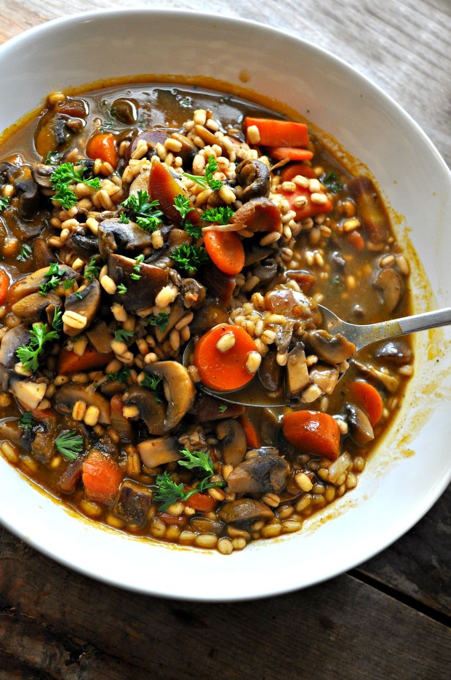 Vegan Barley Recipe
 Vegan Roasted Garlic Mushroom and Barley Stew