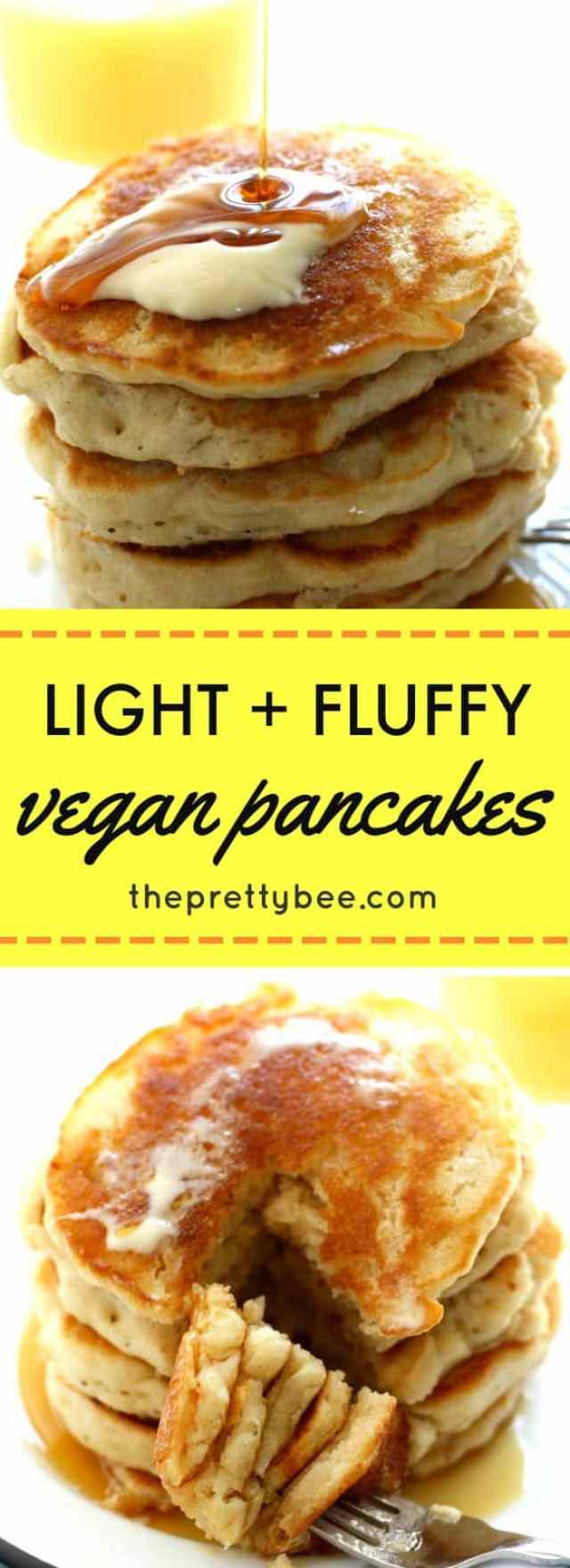 Vegan Fluffy Pancakes
 Light and Fluffy Vegan Pancakes The Pretty Bee