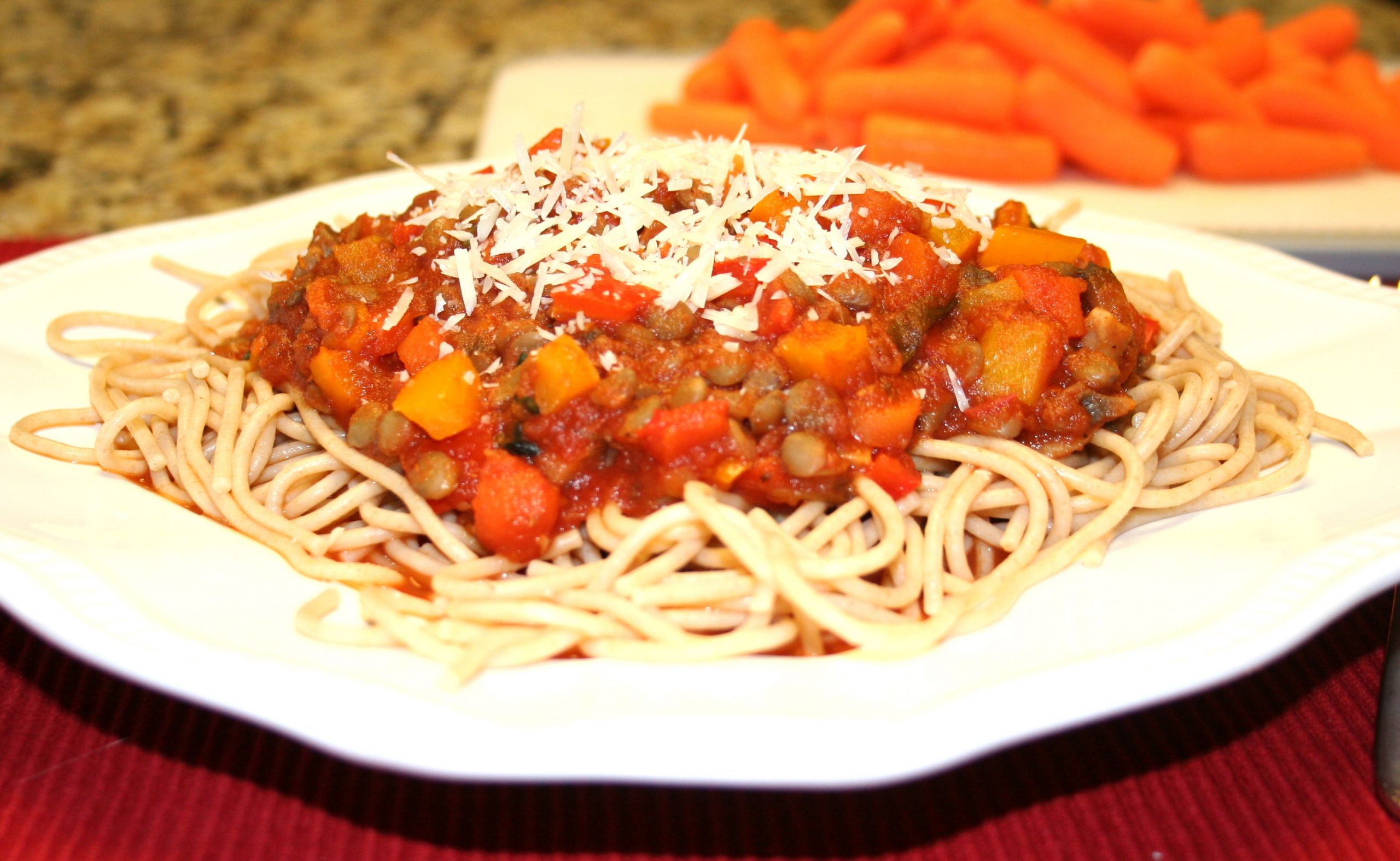 Vegetable Spaghetti Recipe
 Spaghetti with Lentil Ve able Sauce