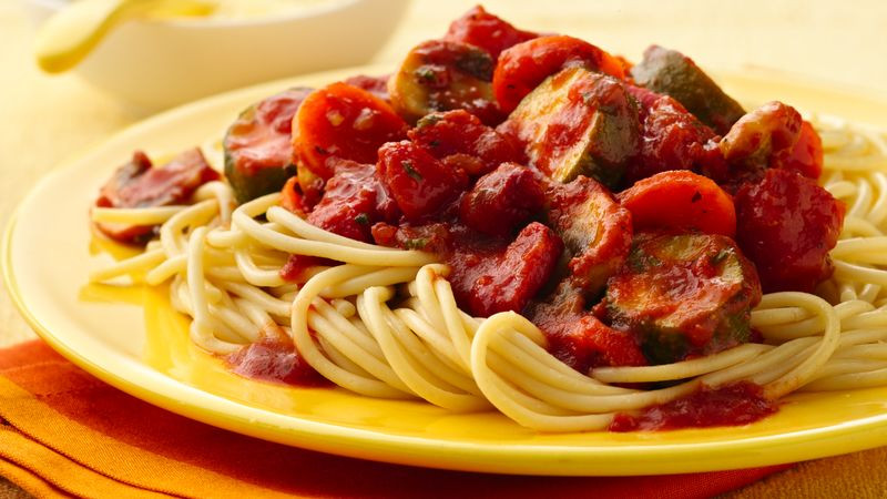 Vegetable Spaghetti Recipe
 Chunky Ve able Spaghetti Recipe BettyCrocker