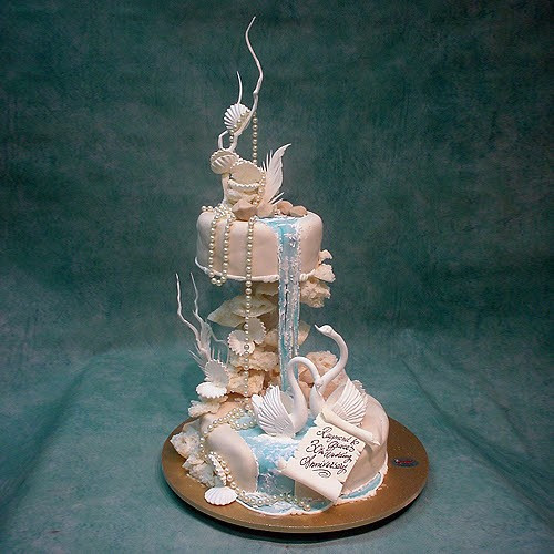 Waterfalls Wedding Cakes
 Double Swans And Waterfall Wedding Cake Nature Wedding
