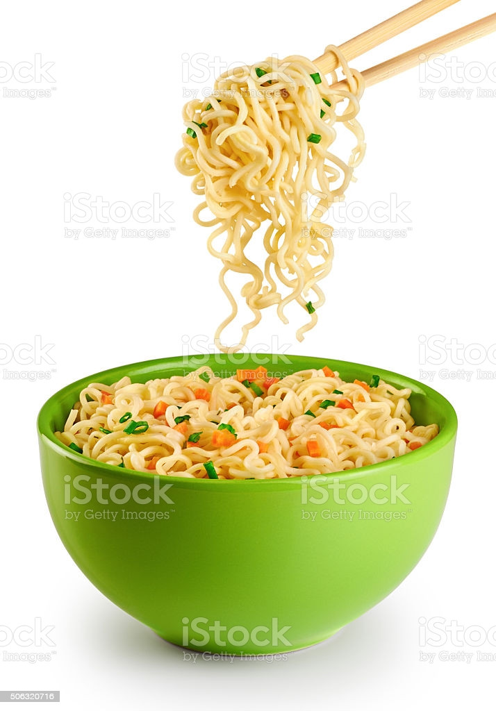 White Chinese Noodles Bowl Instant Noodles Isolated White Background Stock
