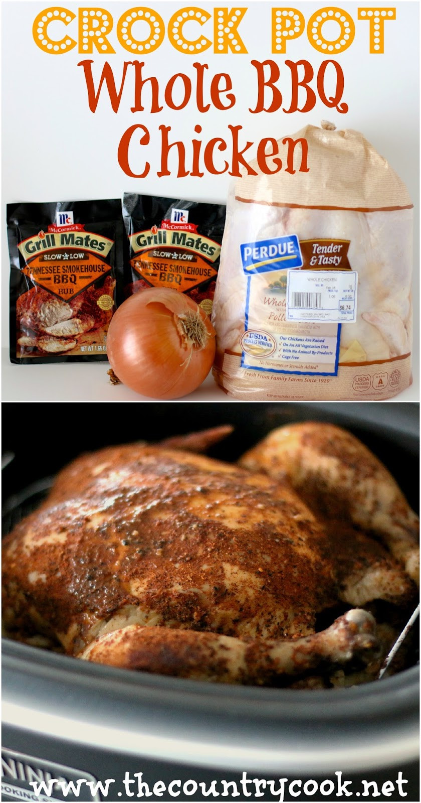 Whole Chicken Crock Pot Recipe
 The Country Cook Crock Pot Whole BBQ Chicken