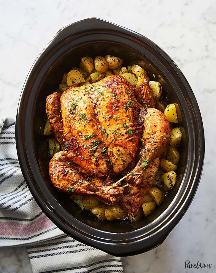 Whole Chicken Recipes Slow Cooker
 Slow Cooker Whole Chicken with Potatoes PureWow