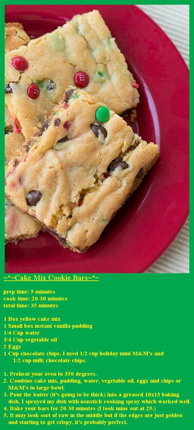 Yellow Cake Mix Cookie Bars
 Cake Mix Cookie Bars Recipe