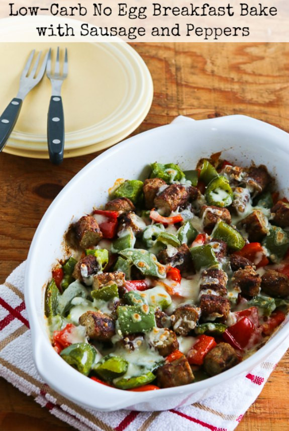 Breakfast Without Eggs
 Low Carb No Egg Breakfast Bake with Sausage and Peppers