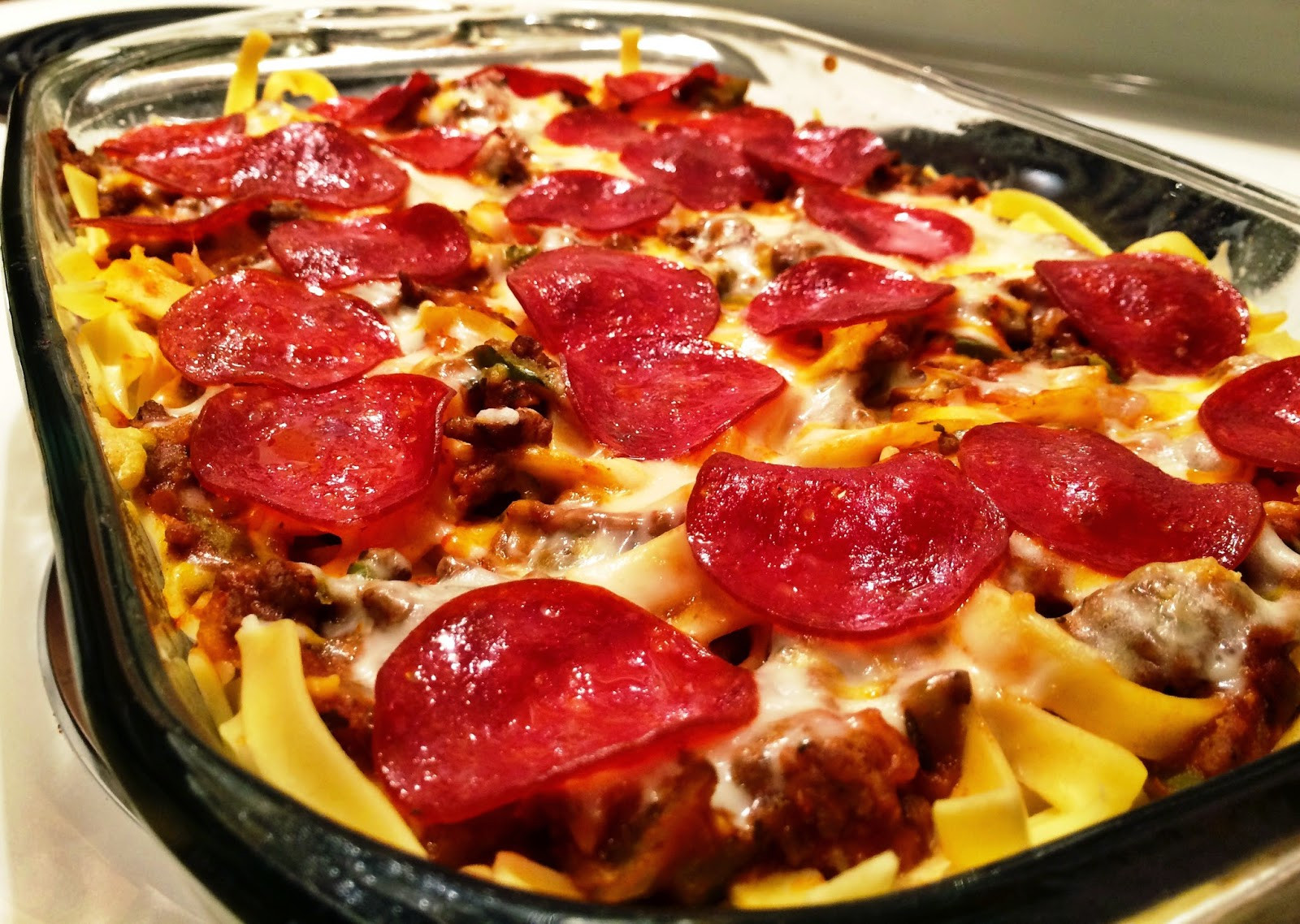 Pizza Casserole With Egg Noodles
 Between Order & Randomness