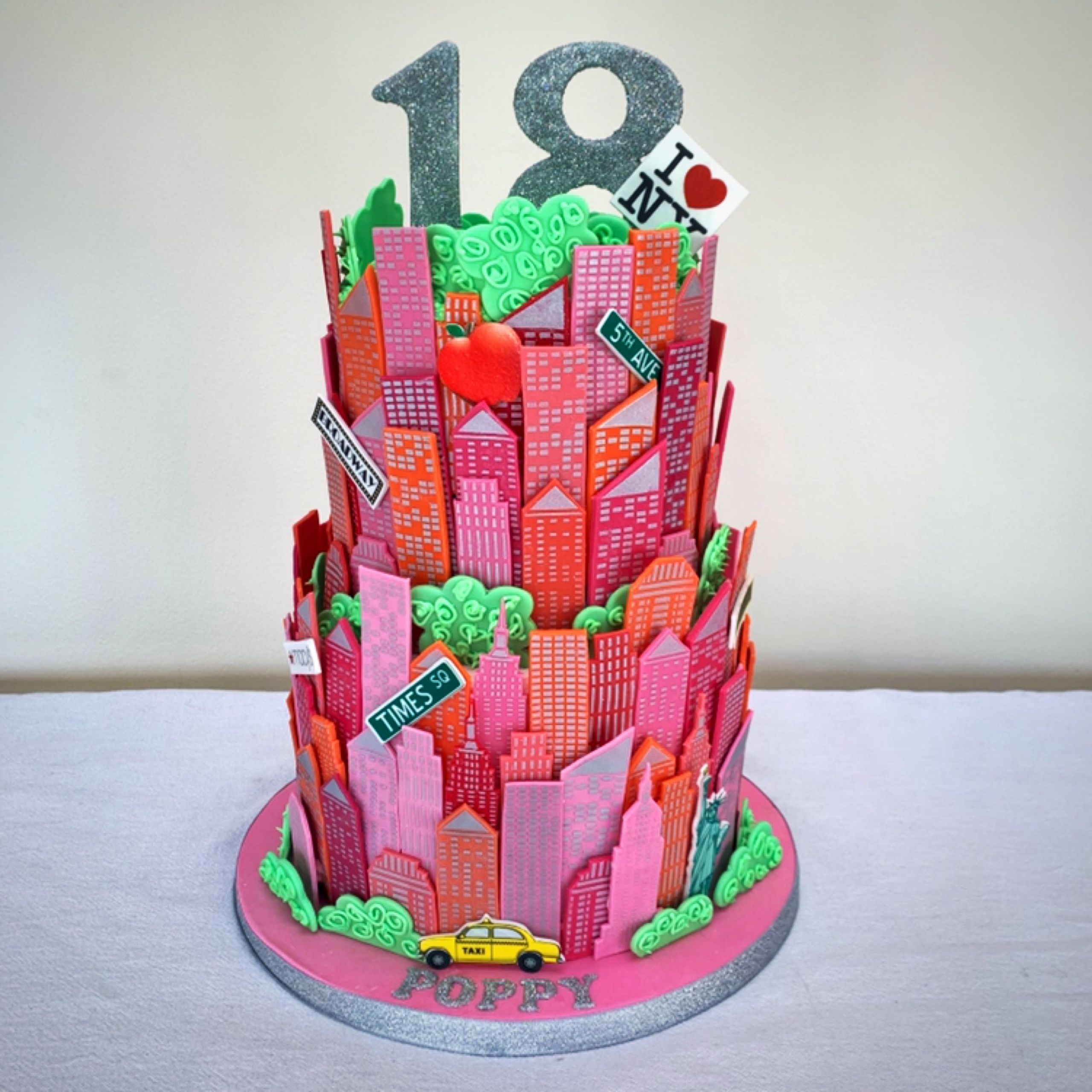 Vegan Birthday Cake Nyc
 New York skyline cake for an 18th pink and sparkle theme