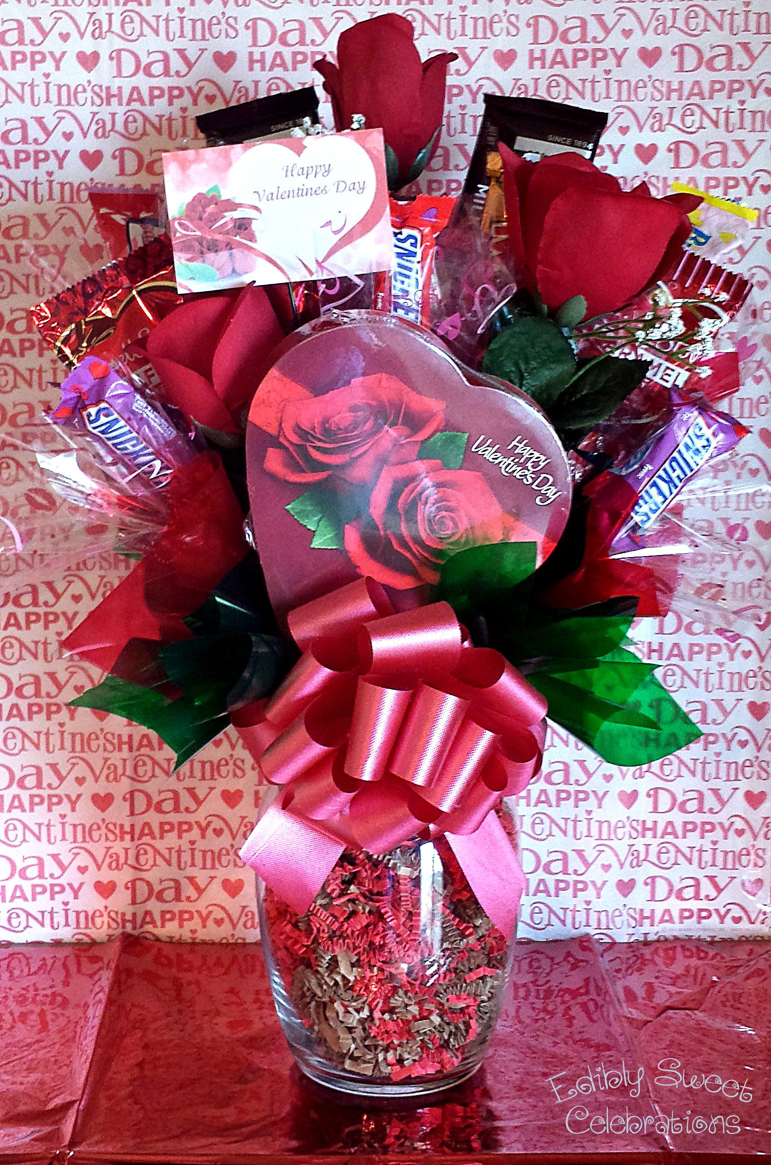 Valentine Candy Gift Ideas
 Valentine Candy bouquet with silk roses