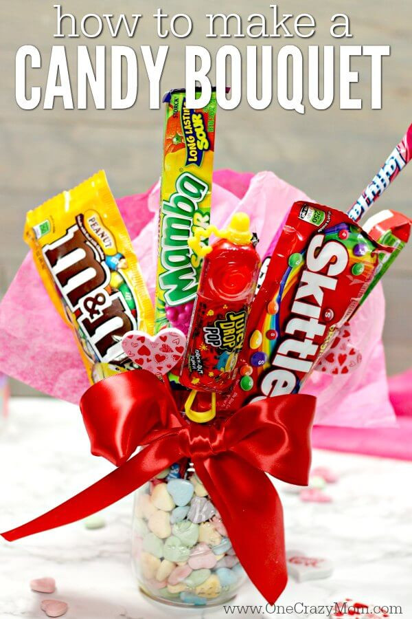 Valentine Candy Gift Ideas
 Candy Bouquet DIY Easy Candy Gift Basket Candy