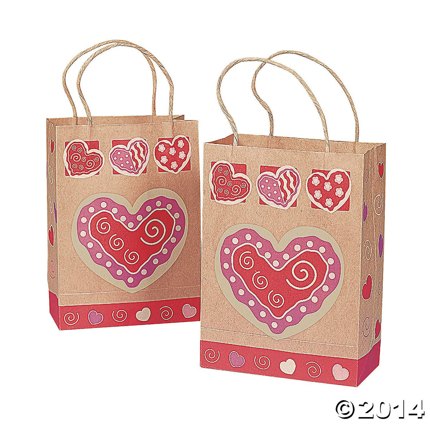 Valentine Gift Bags Ideas
 Brown Paper Valentine Gift Bags with Heart