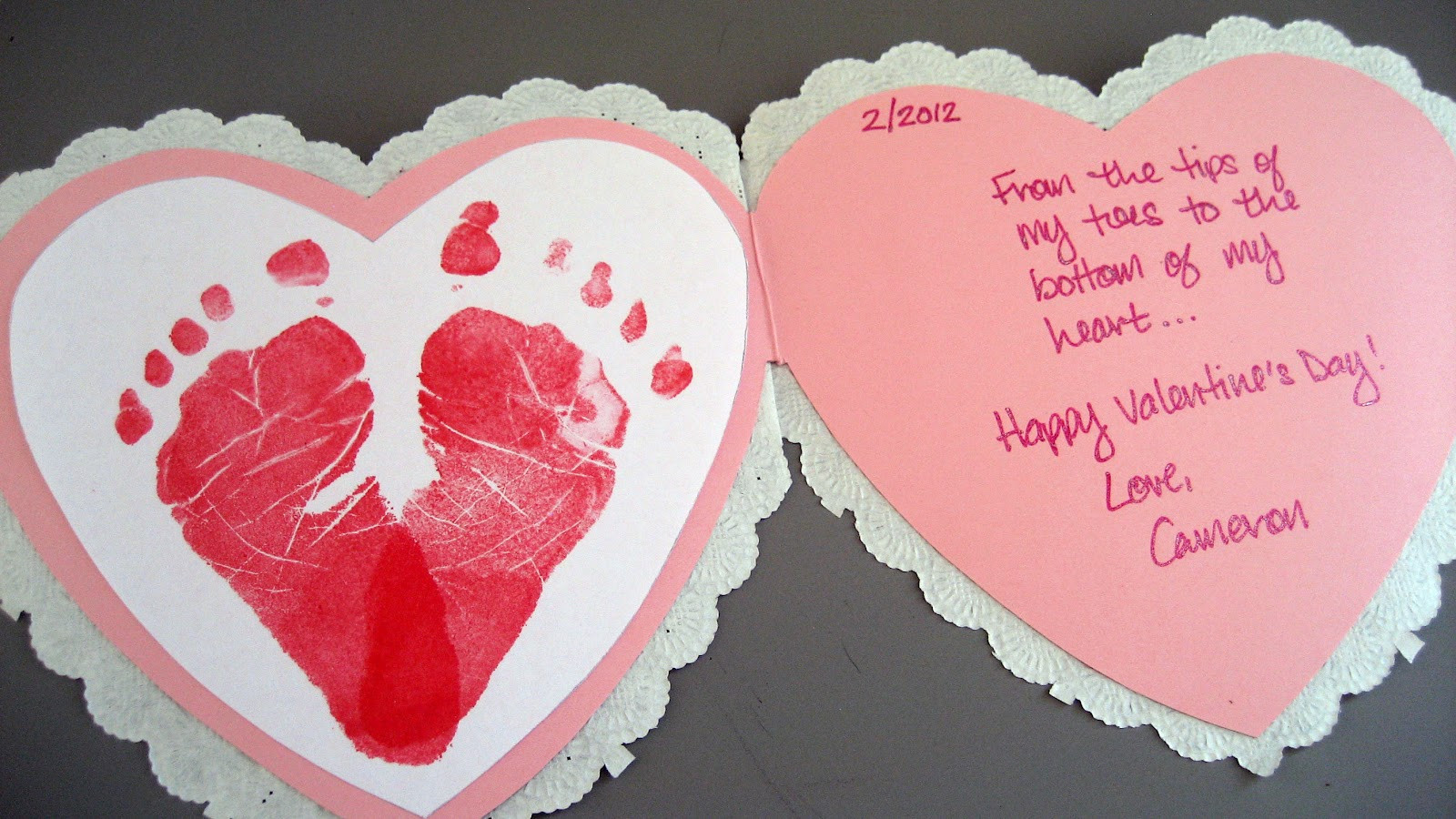 Valentines Day Card Ideas For Kids
 Jany Claire Baby footprints heart card perfect for