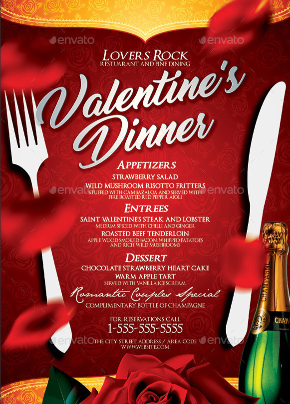 Valentines Day Dinner Restaurant
 Valentine s Day Menu Templates 10 Menu Design in PSD