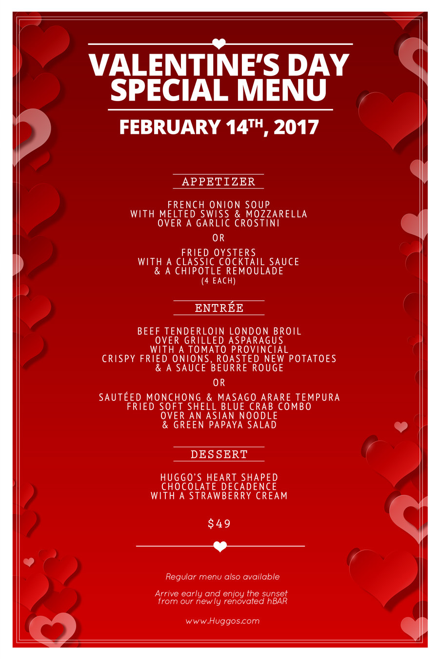 Valentines Day Dinner Restaurant
 Celebrate Love in Kona Huggos Fine Dining