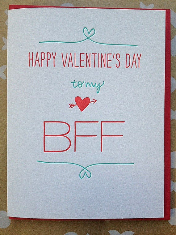 Valentines Day Ideas For Best Friends
 Best Friend Valentine Card Letterpress Valentine for BFF