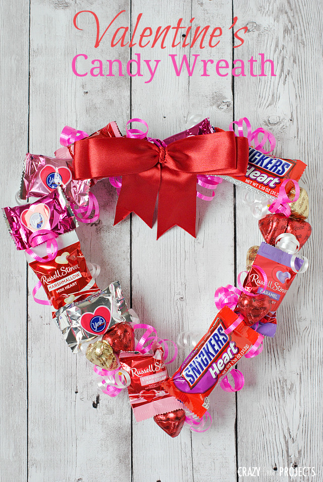 Valentines Gift Craft Ideas
 Valentine s Wreath Made From Candy Crazy Little Projects